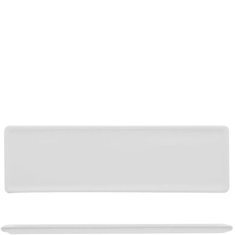 26.3x8 cm - Lioness Justwhite Piatto Vassoio Rettangolare In Porcellana - Set 6 Pz