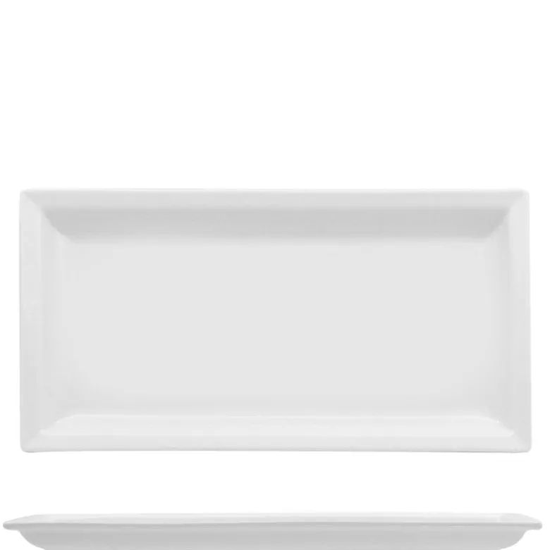 27x14 cm - Lioness Justwhite Piatto Vassoio Rettangolare In Porcellana - Set 6 Pz