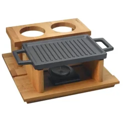 22x30 cm - Paderno Barbecue da Tavola Rettangolare In Ghisa Smaltata