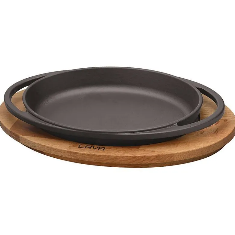 21x14 cm - Paderno Cast Iron Cookware Piatto In Ghisa Con Supporto In Legno