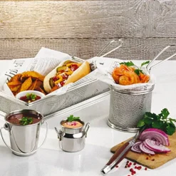 21.5x10.5 cm - Paderno Tableware Buffet & Display Cestello Porta Snack Rettangolare In Acciaio Inox
