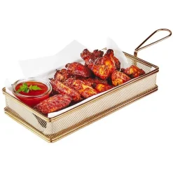 26x13 cm - Paderno Tableware Buffet & Display Rectangular Stainless Steel Snack Basket