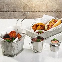 13x10 cm - Paderno Tableware Buffet & Display Stainless Steel Snack Basket