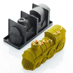 25.4 x 8.8 cm - Pavoni Express Log Stampo Torta Tronchetto Locomotiva In Silicone