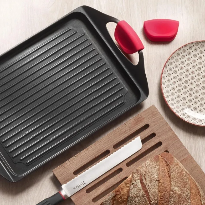 45x27 cm - Pintinox Pro Piastra Grill Rettangolare In Alluminio Antiaderente