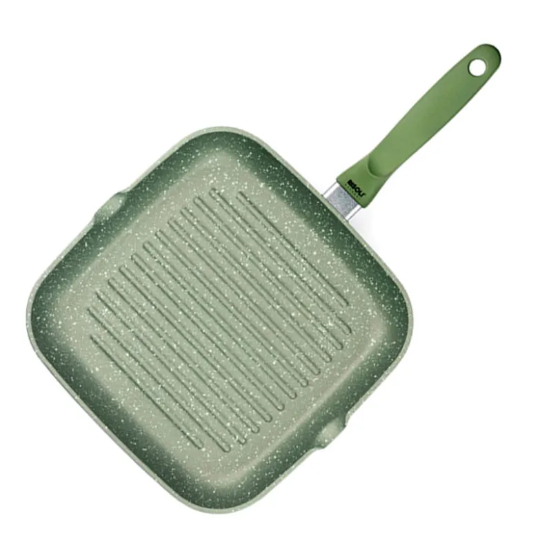 26x26 cm - Risoli Dr.Green Stone Extra Induction Bistecchiera Quadrata Antiaderente In Alluminio