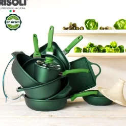 36x24 cm - Risoli Dr.Green Stone Rostiera Ovale Antiaderente In Alluminio Con Coperchio In Vetro