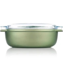 36x24 cm - Risoli Dr.Green Stone Rostiera Ovale Antiaderente In Alluminio Con Coperchio In Vetro