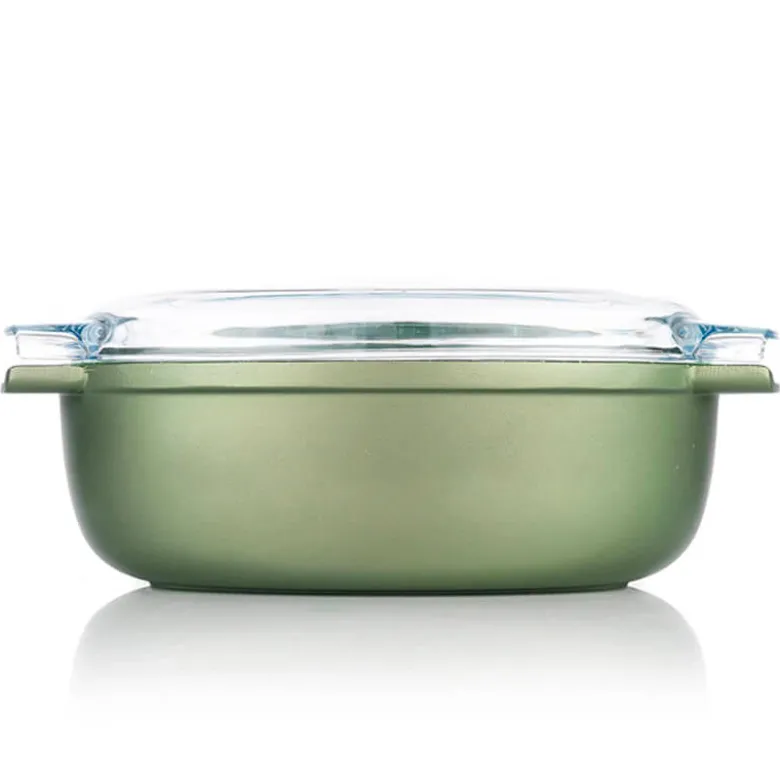 36x24 cm - Risoli Dr.Green Stone Rostiera Ovale Antiaderente In Alluminio Con Coperchio In Vetro