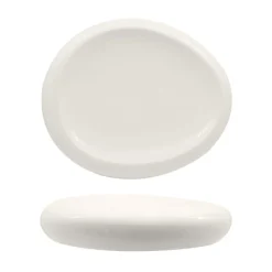 30.6x25.7 cm - Selecta Piatto Presentazione Alto Ovale In Porcellana Set 3 Pz