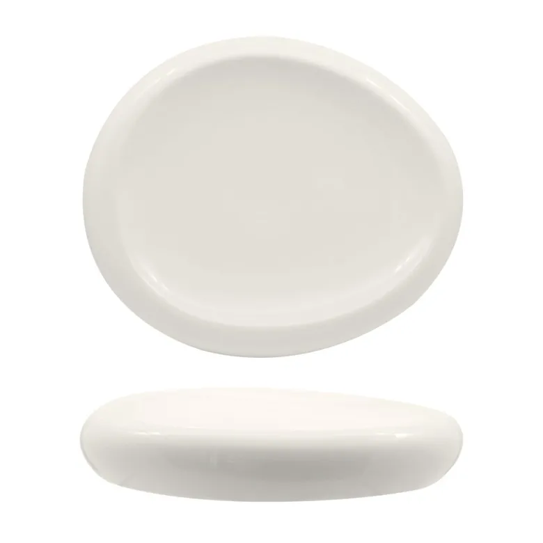 30.6x25.7 cm - Selecta Piatto Presentazione Alto Ovale In Porcellana Set 3 Pz