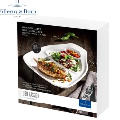 30.9x28.8 cm - Villeroy & Boch BBQ Passion Piatto Bistecca In Porcellana - Set 2 Pz