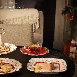 22x22 cm - Villeroy & Boch Toy's Delight Piatto Colazione Quadrato In Porcellana Decoro Natalizio