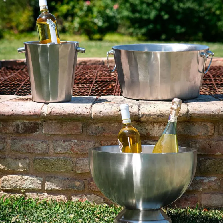 Ø37 x H.27 cm - Albero shop Portofino Double Wall Satin Steel Bottle Holder