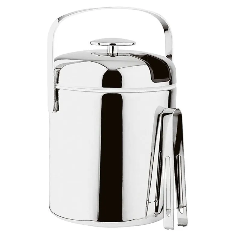 Ø 14 x H 22 cm - Paderno Secchiello Ghiaccio In Acciaio Inox Con Pinza