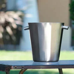Ø19.5 x H.22 cm - Portofino Double Wall Satin Steel Bottle Holder Bucket