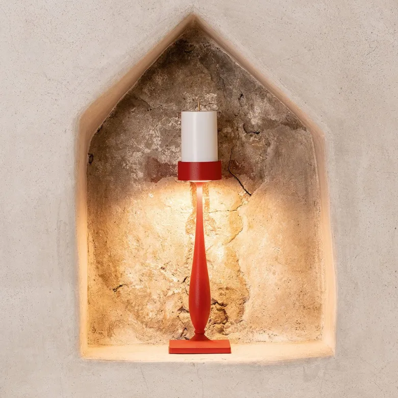 8.7 x H.35.6 cm - Zafferano Perpetua Barocco Lampada Da Tavolo Dimmerabile In Alluminio