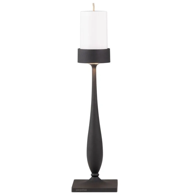 8.7 x H.35.6 cm - Zafferano Perpetua Barocco Lampada Da Tavolo Dimmerabile In Alluminio