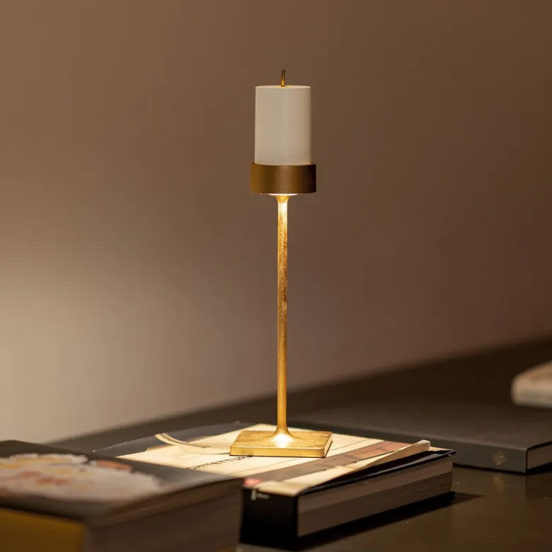 8.7 x H.30.6 cm - Zafferano Perpetua Midi Lampada Da Tavolo Dimmerabile In Alluminio