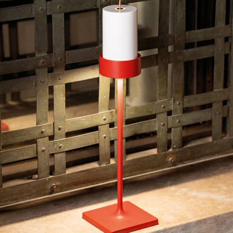 8.7 x H.30.6 cm - Zafferano Perpetua Midi Lampada Da Tavolo Dimmerabile In Alluminio