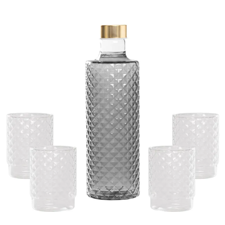 Zafferano Isolano Set Bicchieri e Bottiglia In Vetro Borosilicato - Set 5 Pz