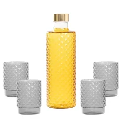 Zafferano Isolano Set Bicchieri e Bottiglia In Vetro Borosilicato - Set 5 Pz
