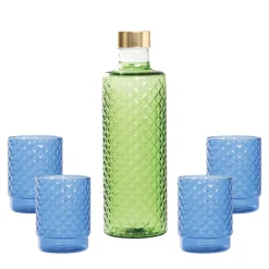 Zafferano Isolano Set Bicchieri e Bottiglia In Vetro Borosilicato - Set 5 Pz