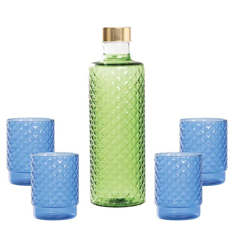 Zafferano Isolano Set Bicchieri e Bottiglia In Vetro Borosilicato - Set 5 Pz