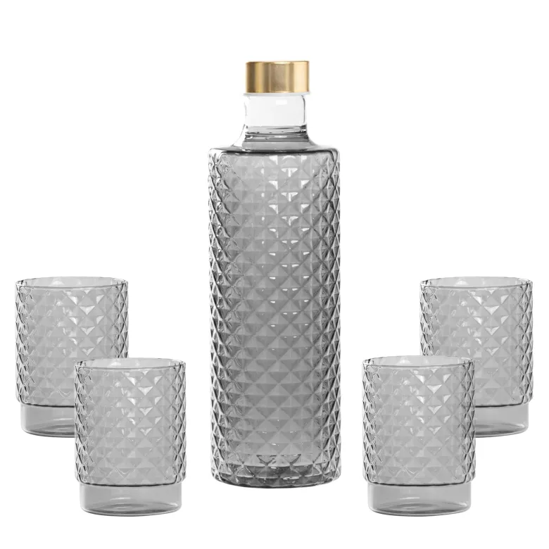 Zafferano Isolano Set Bicchieri e Bottiglia In Vetro Borosilicato - Set 5 Pz