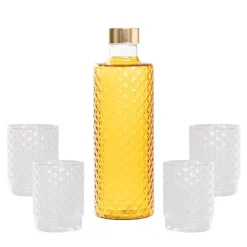 Zafferano Isolano Set Bicchieri e Bottiglia In Vetro Borosilicato - Set 5 Pz