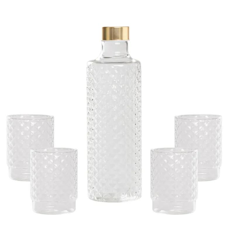 Zafferano Isolano Set Bicchieri e Bottiglia In Vetro Borosilicato - Set 5 Pz