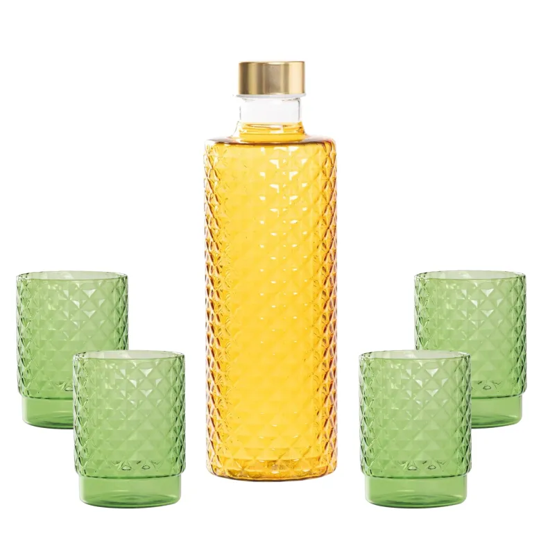 Zafferano Isolano Set Bicchieri e Bottiglia In Vetro Borosilicato - Set 5 Pz