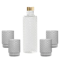 Zafferano Isolano Set Bicchieri e Bottiglia In Vetro Borosilicato - Set 5 Pz