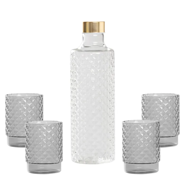 Zafferano Isolano Set Bicchieri e Bottiglia In Vetro Borosilicato - Set 5 Pz