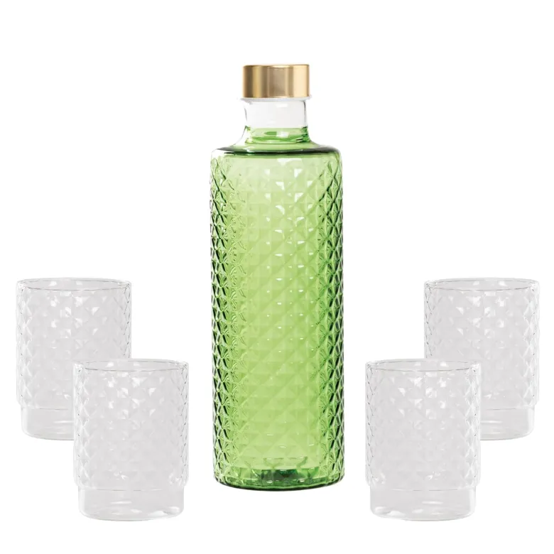 Zafferano Isolano Set Bicchieri e Bottiglia In Vetro Borosilicato - Set 5 Pz
