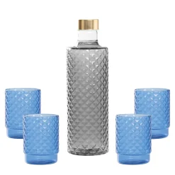 Zafferano Isolano Set Bicchieri e Bottiglia In Vetro Borosilicato - Set 5 Pz