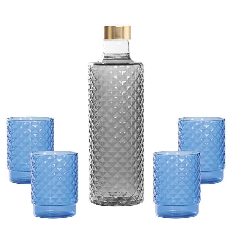 Zafferano Isolano Set Bicchieri e Bottiglia In Vetro Borosilicato - Set 5 Pz