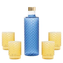 Zafferano Isolano Set Bicchieri e Bottiglia In Vetro Borosilicato - Set 5 Pz