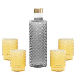 Zafferano Isolano Set Bicchieri e Bottiglia In Vetro Borosilicato - Set 5 Pz