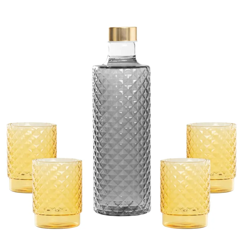 Zafferano Isolano Set Bicchieri e Bottiglia In Vetro Borosilicato - Set 5 Pz