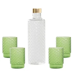 Zafferano Isolano Set Bicchieri e Bottiglia In Vetro Borosilicato - Set 5 Pz