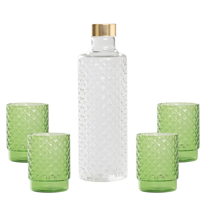 Zafferano Isolano Set Bicchieri e Bottiglia In Vetro Borosilicato - Set 5 Pz