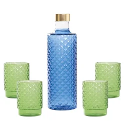 Zafferano Isolano Set Bicchieri e Bottiglia In Vetro Borosilicato - Set 5 Pz