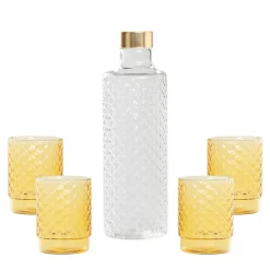 Zafferano Isolano Set Bicchieri e Bottiglia In Vetro Borosilicato - Set 5 Pz