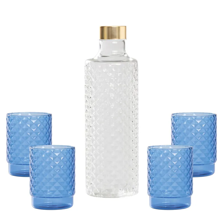 Zafferano Isolano Set Bicchieri e Bottiglia In Vetro Borosilicato - Set 5 Pz