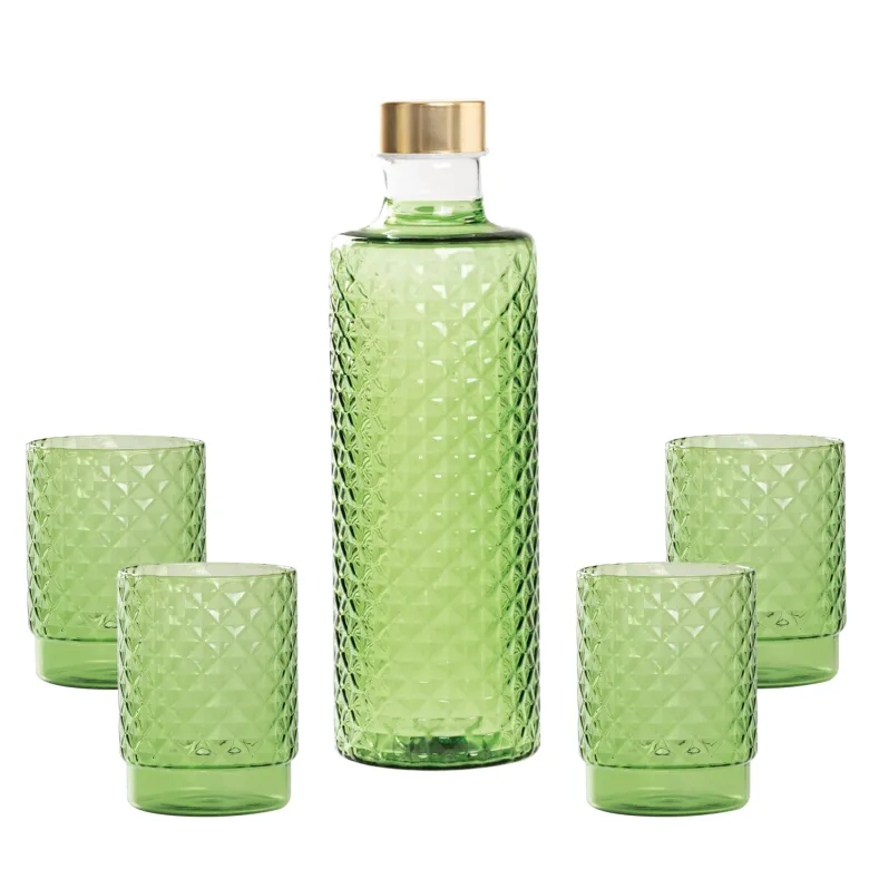 Zafferano Isolano Set Bicchieri e Bottiglia In Vetro Borosilicato - Set 5 Pz