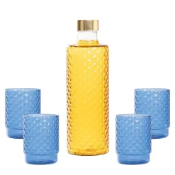 Zafferano Isolano Set Bicchieri e Bottiglia In Vetro Borosilicato - Set 5 Pz