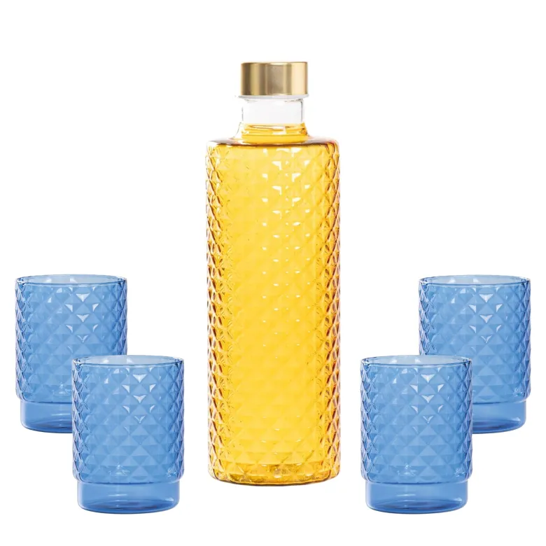 Zafferano Isolano Set Bicchieri e Bottiglia In Vetro Borosilicato - Set 5 Pz