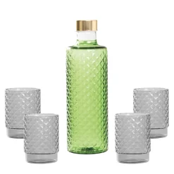 Zafferano Isolano Set Bicchieri e Bottiglia In Vetro Borosilicato - Set 5 Pz
