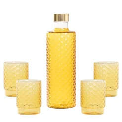 Zafferano Isolano Set Bicchieri e Bottiglia In Vetro Borosilicato - Set 5 Pz